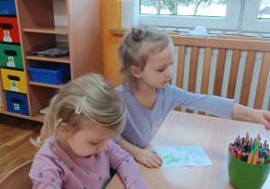 16 Dziewczynki kolorują Pana Zielonka