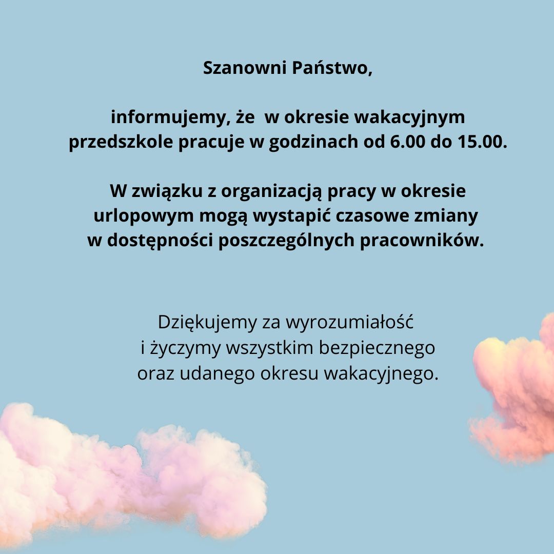 informacja o pracy przedszkola