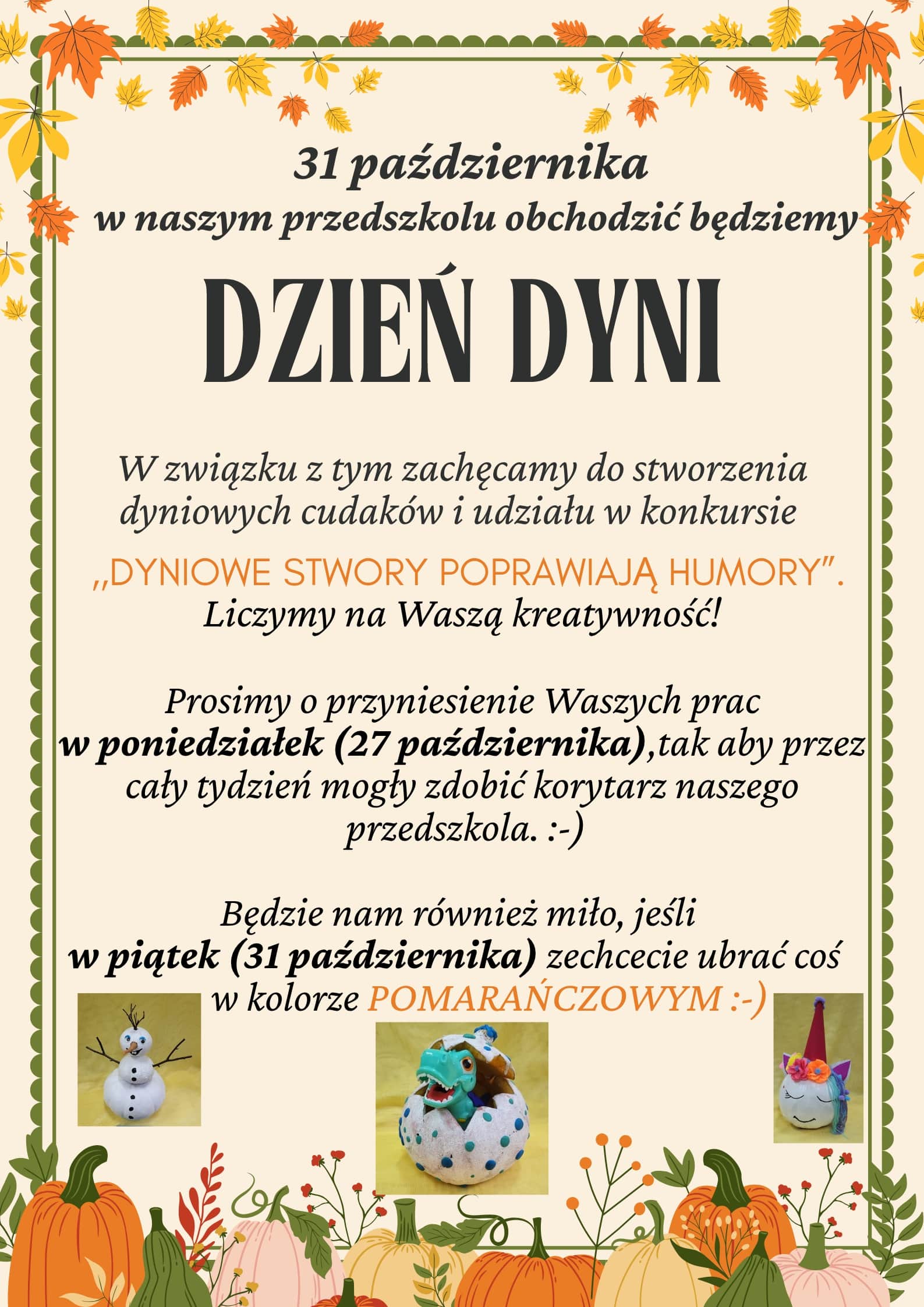 Plakat konkurs wystawa dynia