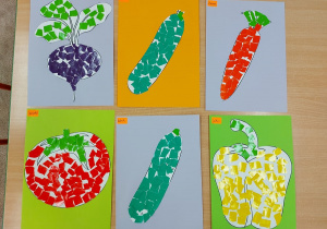 Warzywa - wyklejanka z kolorowego papieru