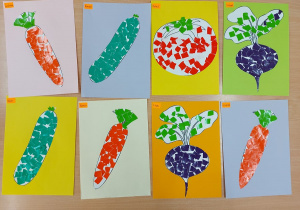 Warzywa - wyklejanka z kolorowego papieru
