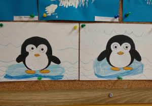 Pingwin - praca plastyczna z papieru.
