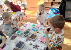 22 Przedszkolaki wybierają zapach do swojego mydełka.