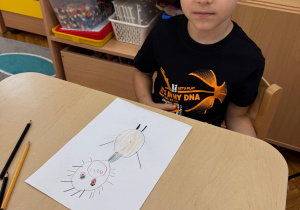 Chłopczyk narysował emocję - strach.