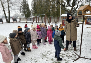 Kropelki pamietają zimą o ptakach.