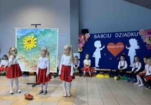 Prezentowanie mapy Polski i wskazywanie słońca.