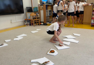 Dziewczynka zabiera rybkę z kry.