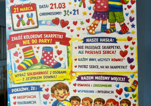 Plakat promujący Światowy Dzień Zespołu Downa.