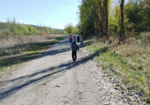 Dzieci idą do lasu.