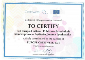 Certyfikat Code Week 2021