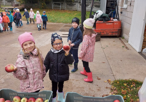 Dzieci wybierają jabłuszka